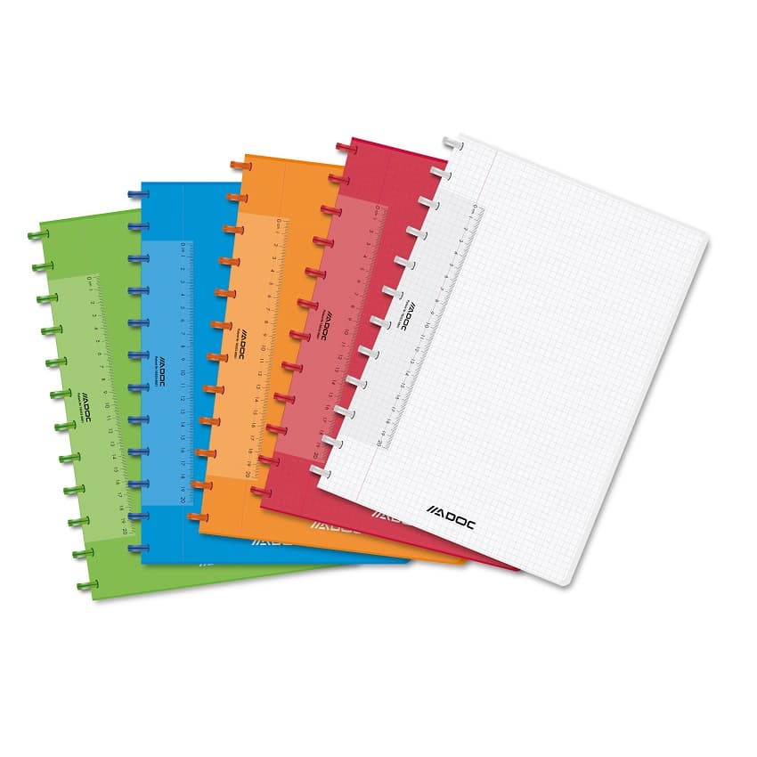 Caiet A4, 72 file - 90gsm, coperta PP transparent color, AURORA Adoc - matematica