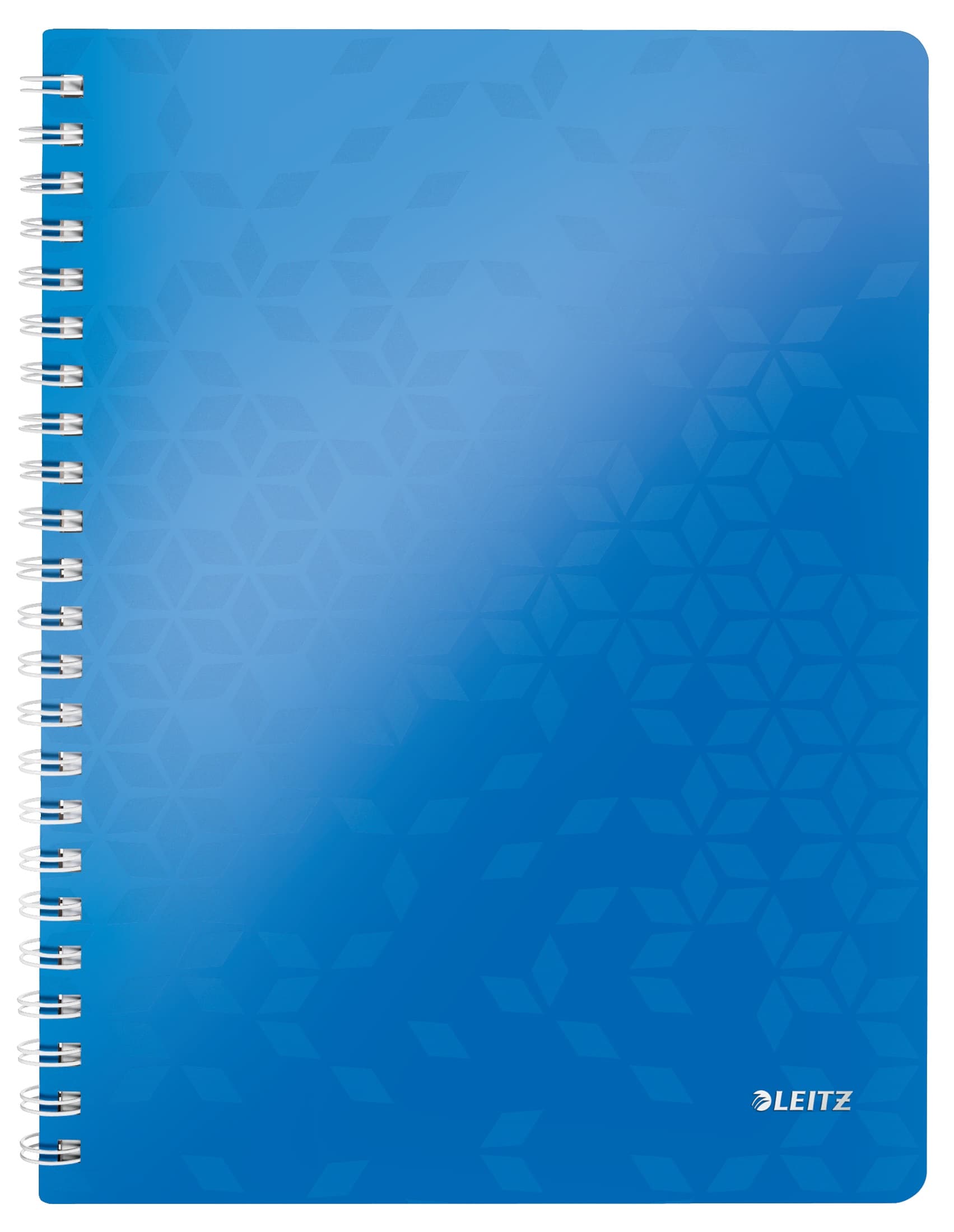 Caiet de birou LEITZ WOW, PP, FSC, reciclabil, A4, 80 coli, cu spira, dictando, albastru