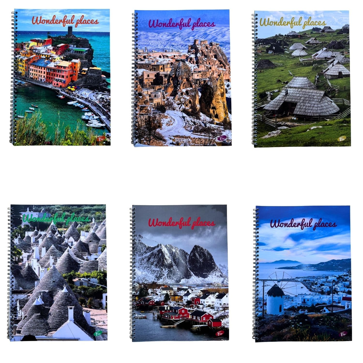 Caiet cu spirala, A4, 70 file, 70gsm, coperta carton 300gsm, design wonderful places - dictando