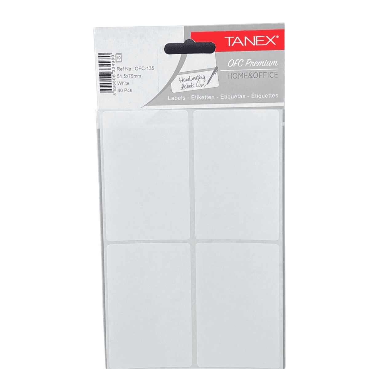 Etichete autoadezive, 51.5 x 79 mm, 40 buc/set, TANEX, alb