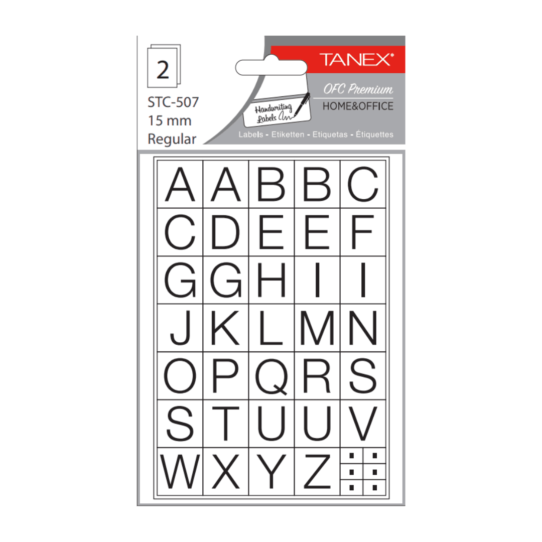 Etichete autoadezive cu litere, A-Z, 2 folii/set, TANEX, 24mm regular