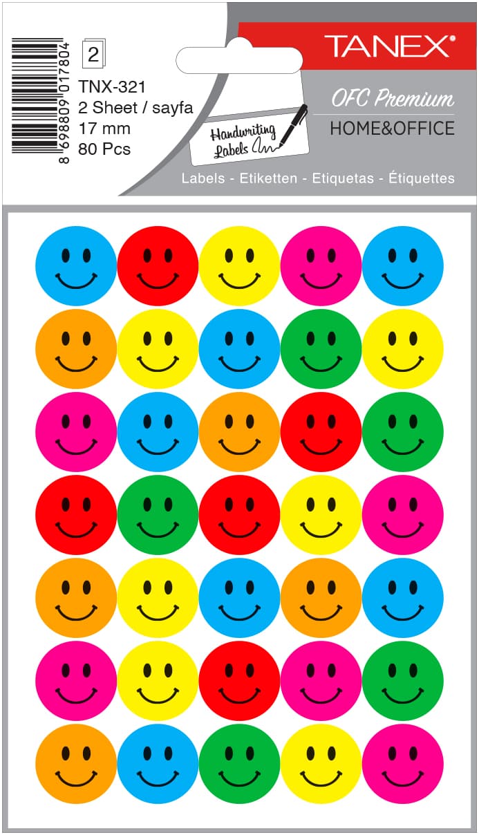 Stickere decorative, 2 file/set, D19 mm, TANEX Kids, mix colorat