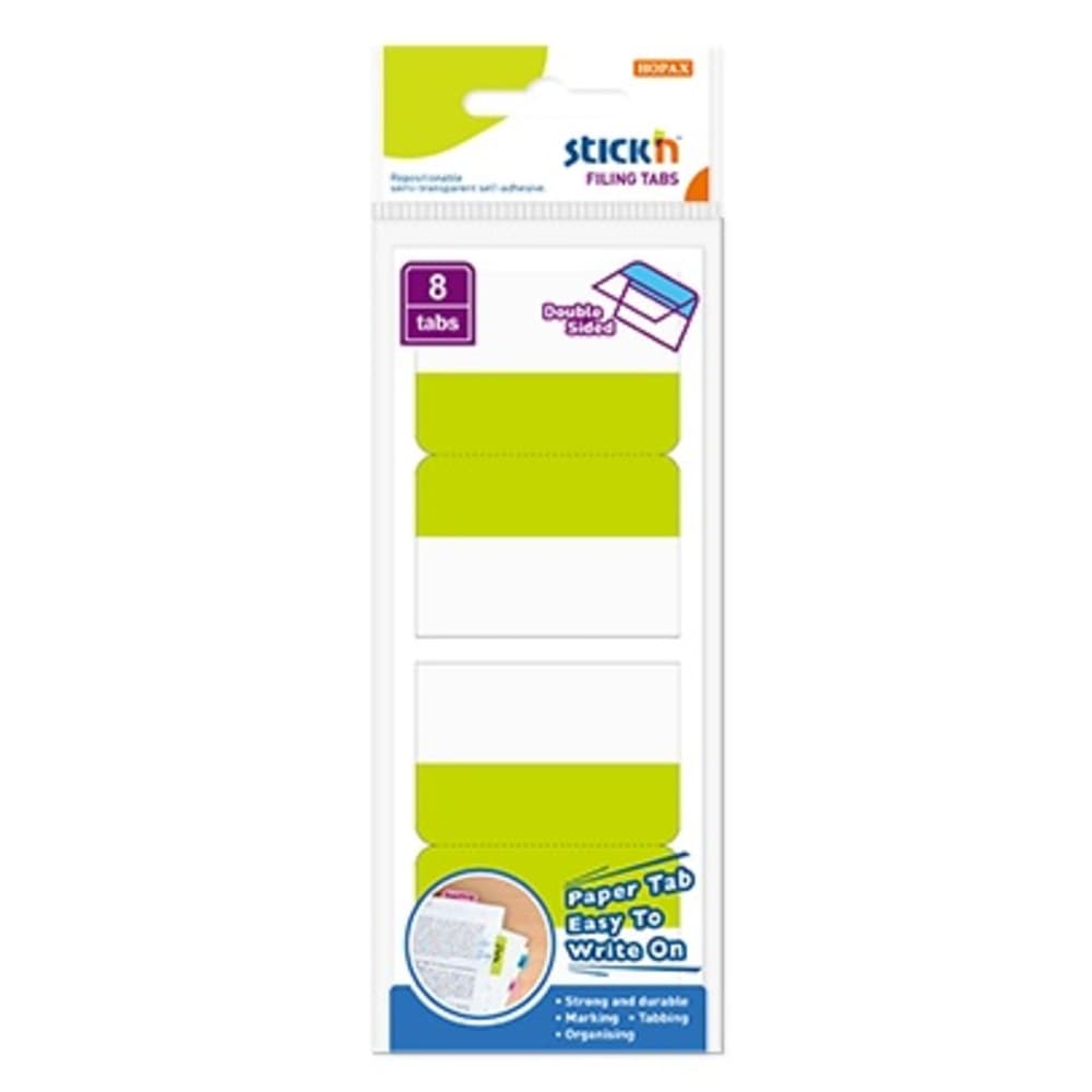 Film index autoadeziv cu tab din hartie, dubla fata, 51x72mm, 8 buc/set, Stick'n - culori asortate