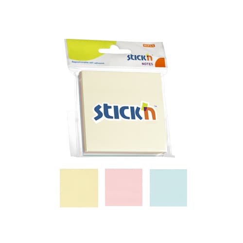 Notes autoadeziv 76 x 76 mm, 3 x 50 file/set, Stick'n - 3 culori pastel