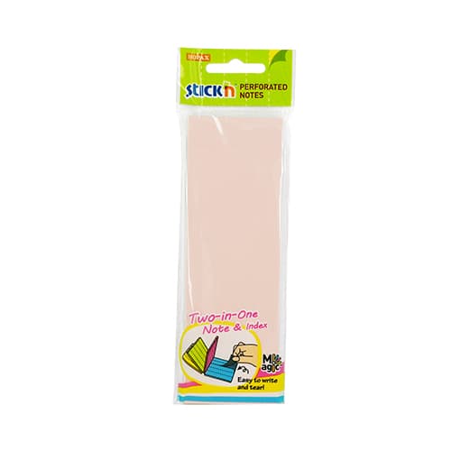 Notes autoadeziv perforat 51 x 150 mm, 60 file, (2 in 1 - notes/index), Stick'n - 4 culori pastel