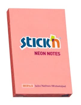 Notes autoadeziv 76 x 51 mm, 100 file, Stick'n - roz neon