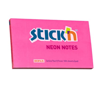 Notes autoadeziv 76 x 127 mm, 100 file, Stick'n - roz neon
