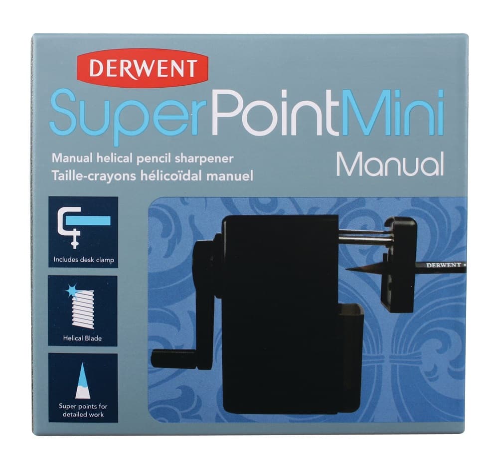 Ascutitoare mini DERWENT Professional, manuala, pt creioane pana la 8mm, clema prindere birou, negru