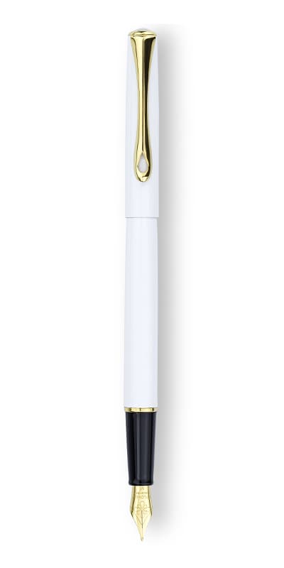 Stilou DIPLOMAT Traveller, cu penita M, din otel inoxidabil - snow white gold