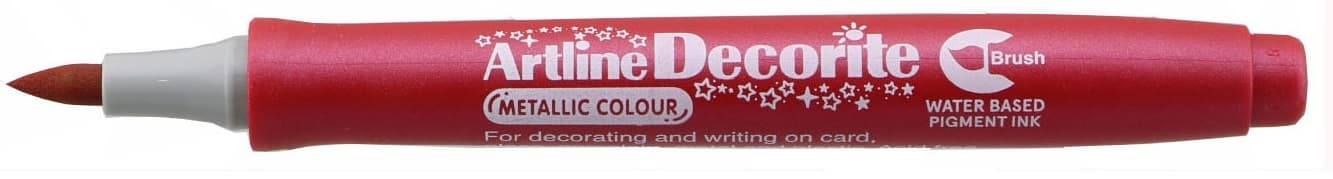 Marker ARTLINE Decorite, varf flexibil (tip pensula) - rosu metalizat