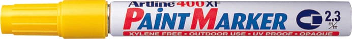 Marker cu vopsea ARTLINE 400XF, corp metalic, varf rotund 2.3mm - galben