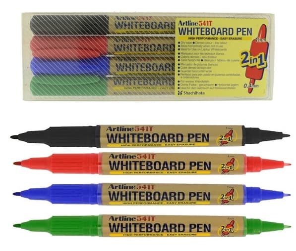 Marker pentru tabla de scris ARTLINE 541T, doua capete - varfuri rotunde 0.4mm/1.0mm, 4 buc/set