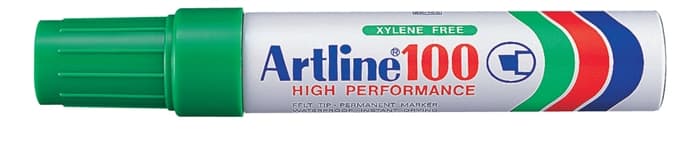 Permanent marker ARTLINE 100, corp metalic, varf tesit 7.5-12.0mm - verde