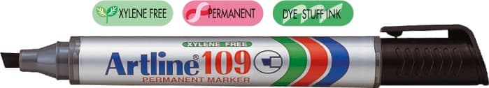 Permanent marker ARTLINE 109, corp plastic, varf tesit 2.0-5.0mm - negru
