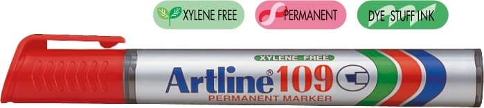 Permanent marker ARTLINE 109, corp plastic, varf tesit 2.0-5.0mm - rosu