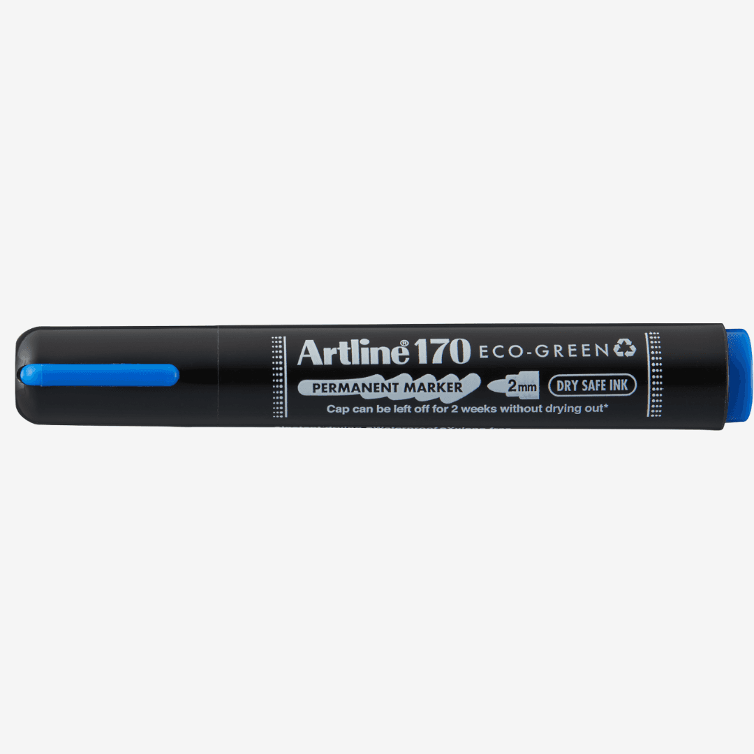 Permanent marker ARTLINE 170 Eco Green - Dry safe 2 weeks, corp plastic, varf rotund 2.0mm - albastr