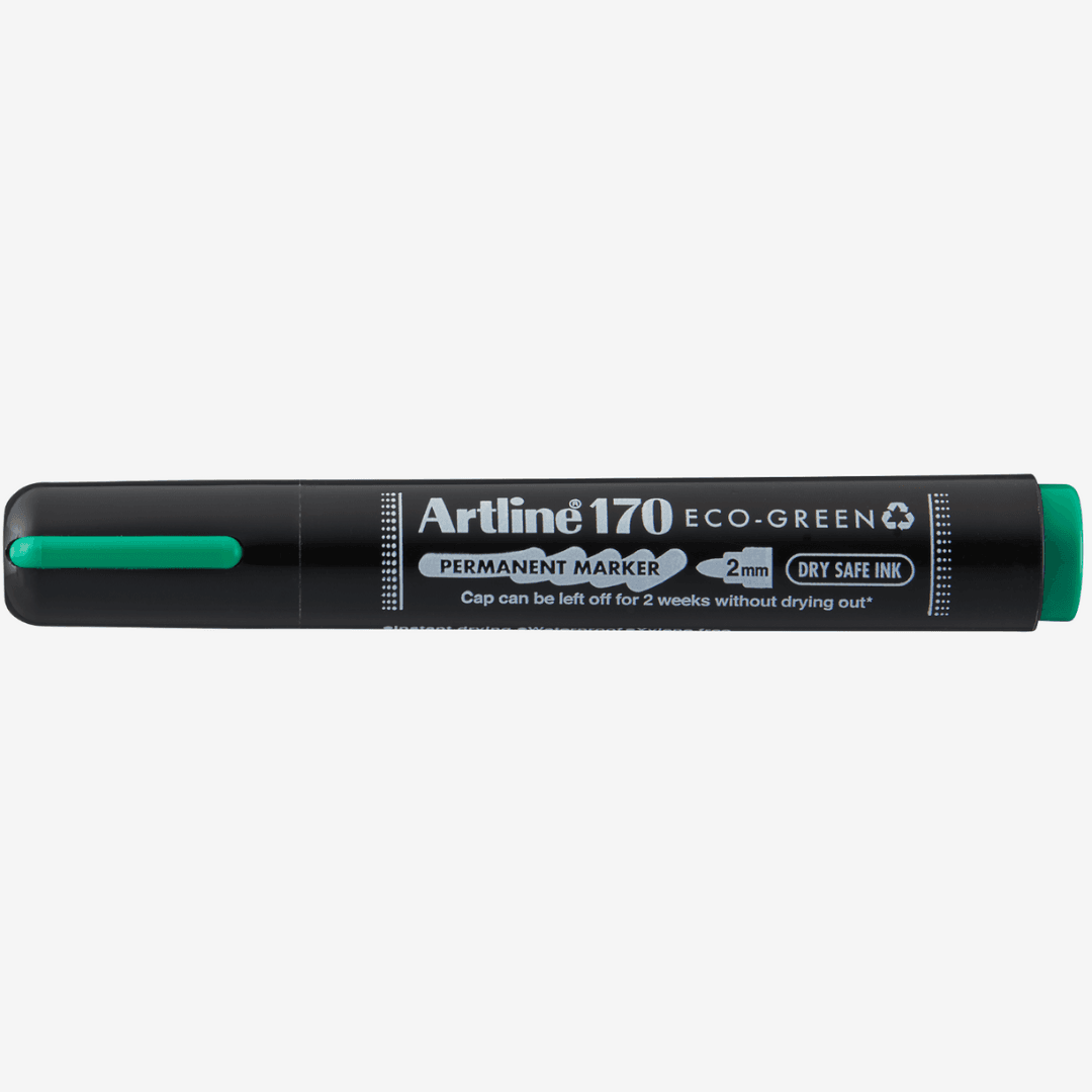 Permanent marker ARTLINE 170 Eco Green - Dry safe 2 weeks, corp plastic, varf rotund 2.0mm - verde