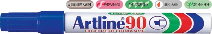 Permanent marker ARTLINE 90, corp metalic, varf tesit 2.0-5.0mm - albastru