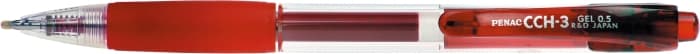 Pix cu gel PENAC CCH-3, rubber grip, 0.5mm, corp transparent, accesorii rosii, scriere rosie