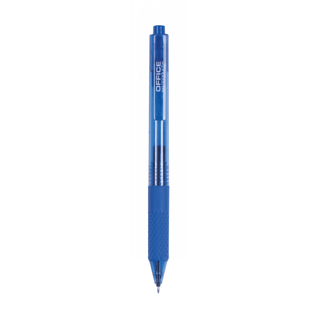 Pix cu gel, mecanism retractabil, rubber grip, 0.5 mm, Office Products - albastru