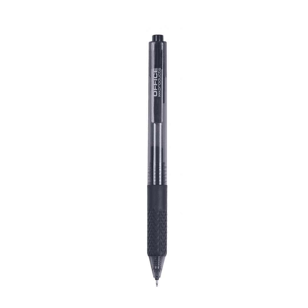 Pix cu gel, mecanism retractabil, rubber grip, 0.5 mm, Office Products - negru