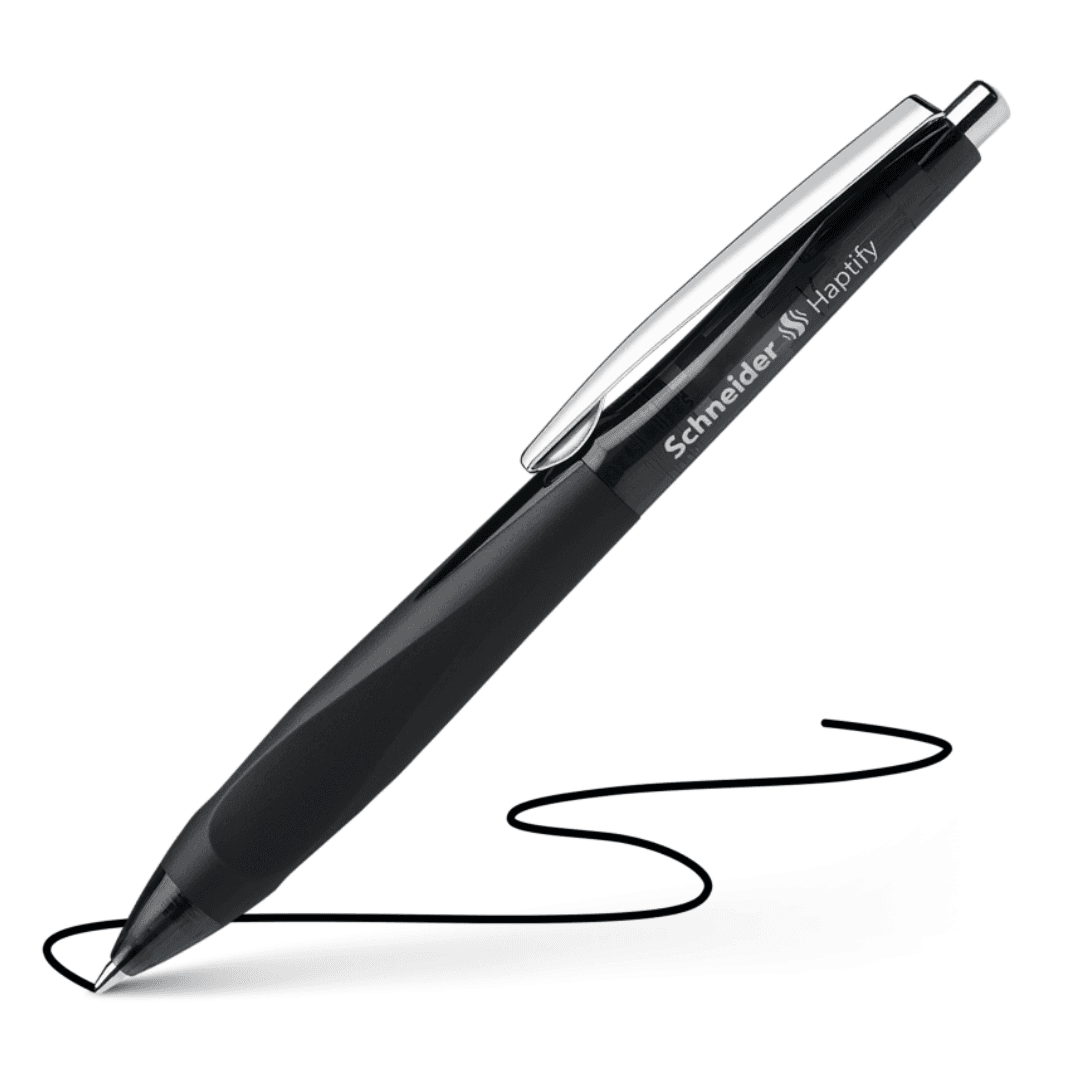 Pix SCHNEIDER Haptify, rubber grip, clema metalica, corp negru - scriere neagra