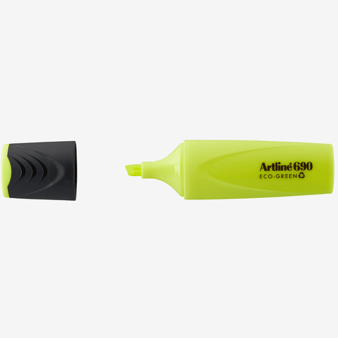 Textmarker ARTLINE 690 Eco Green, varf tesit 1.0-4.0mm - galben fluorescent