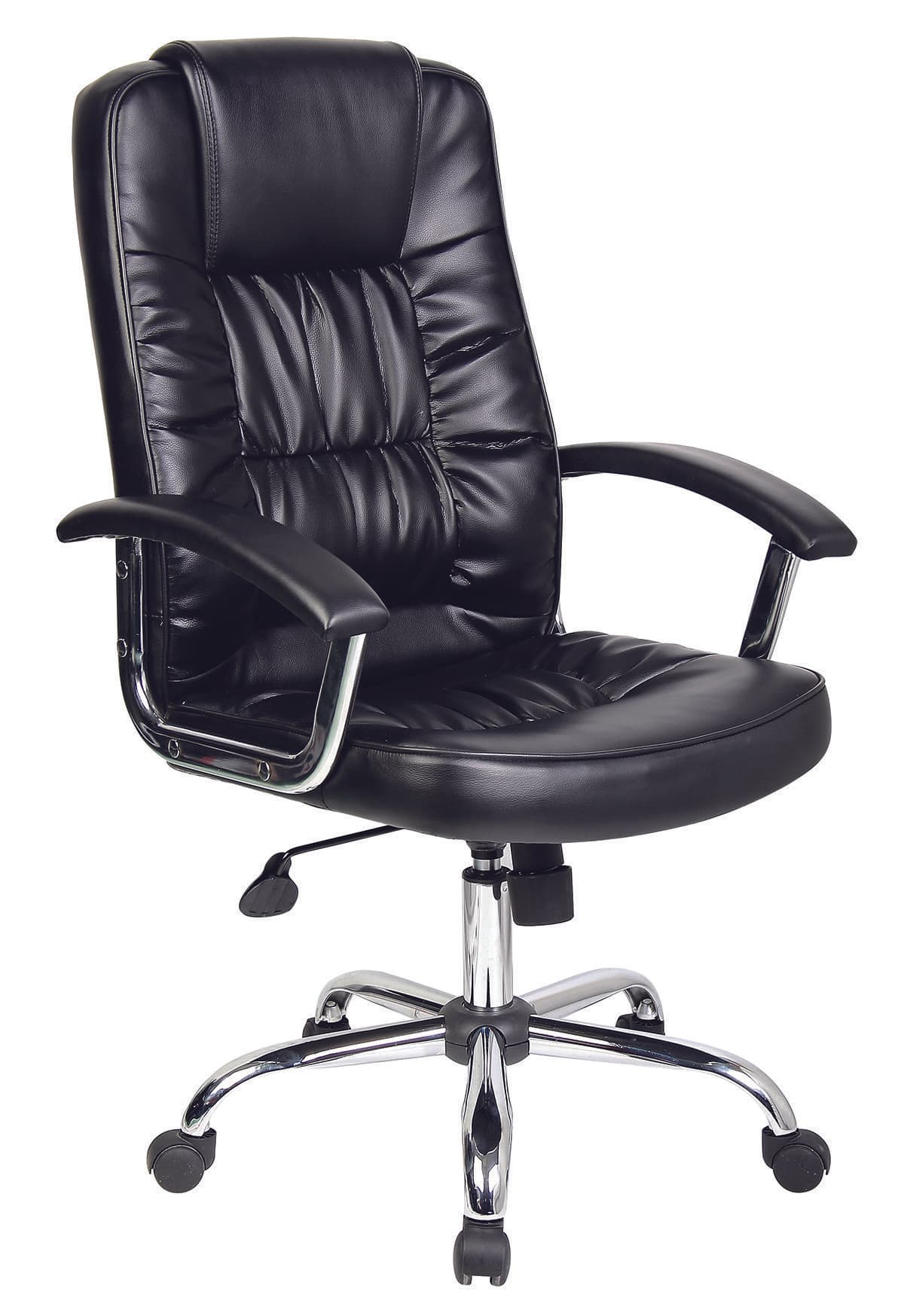 Scaun de birou, brate metalice, rotile, piele ecologica eleganta, Office Products Cyprus - negru