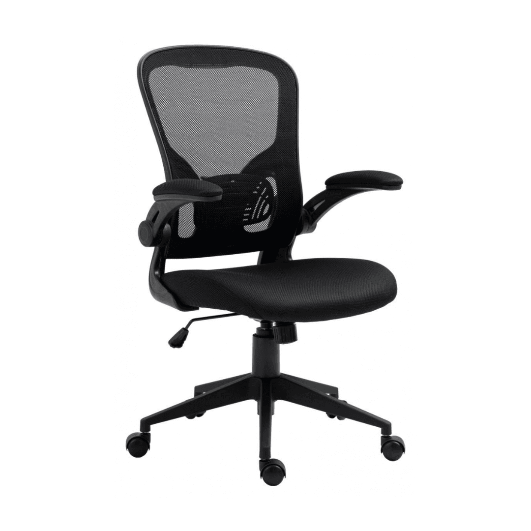Scaun de birou, brate plastic, rotile, mesh textil/stofa, Office Products Chios - negru