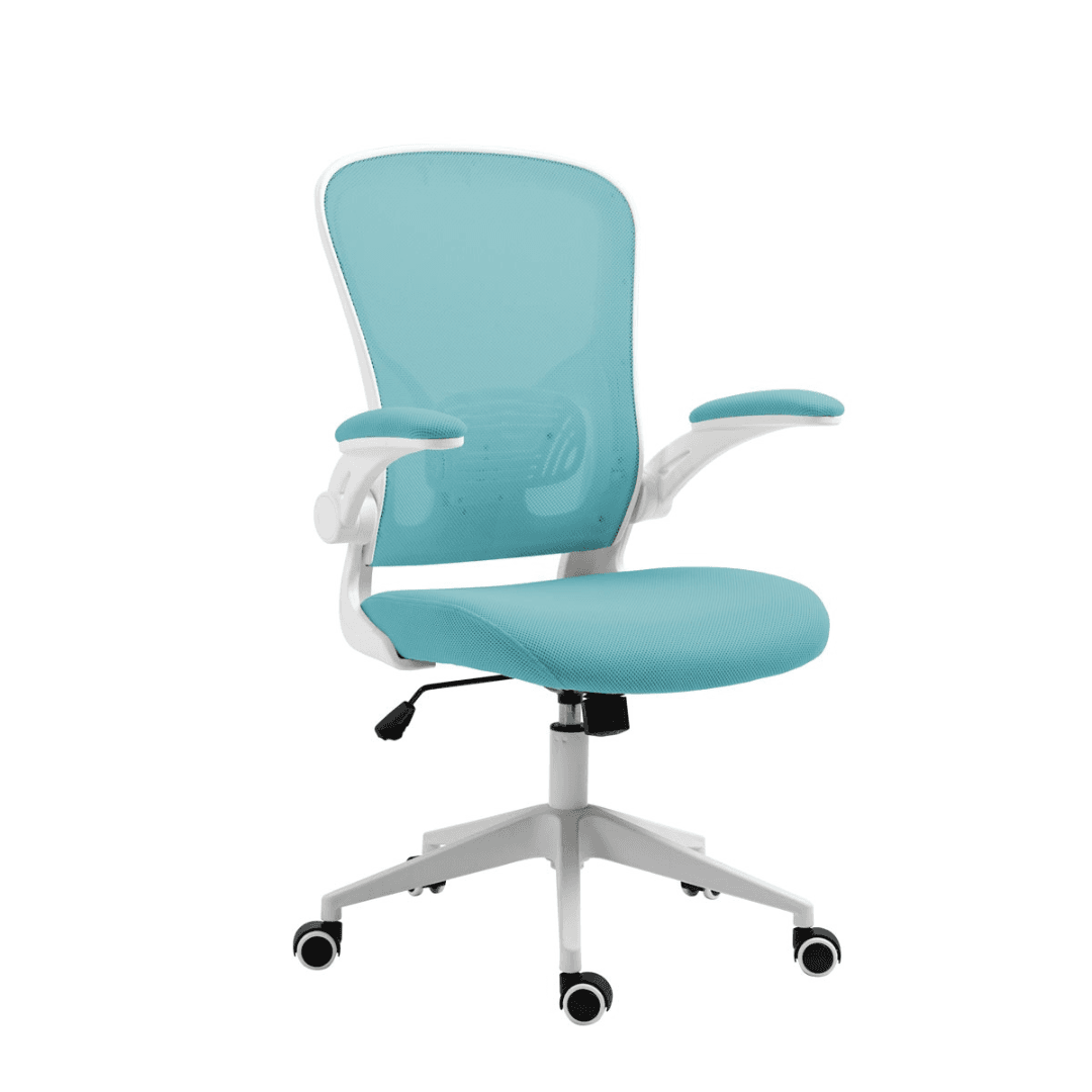 Scaun de birou, brate plastic, rotile, mesh textil/stofa, Office Products Chios - turcoaz/alb