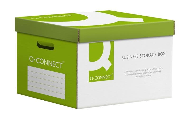 Container arhivare cu capac detasabil, 515x305x350mm, carton 468gsm, Q-Connect - alb/verde