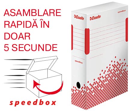 Cutie depozitare si arhivare Esselte Speedbox, carton, 100% reciclat, FSC, reciclabil, 100 mm, alb