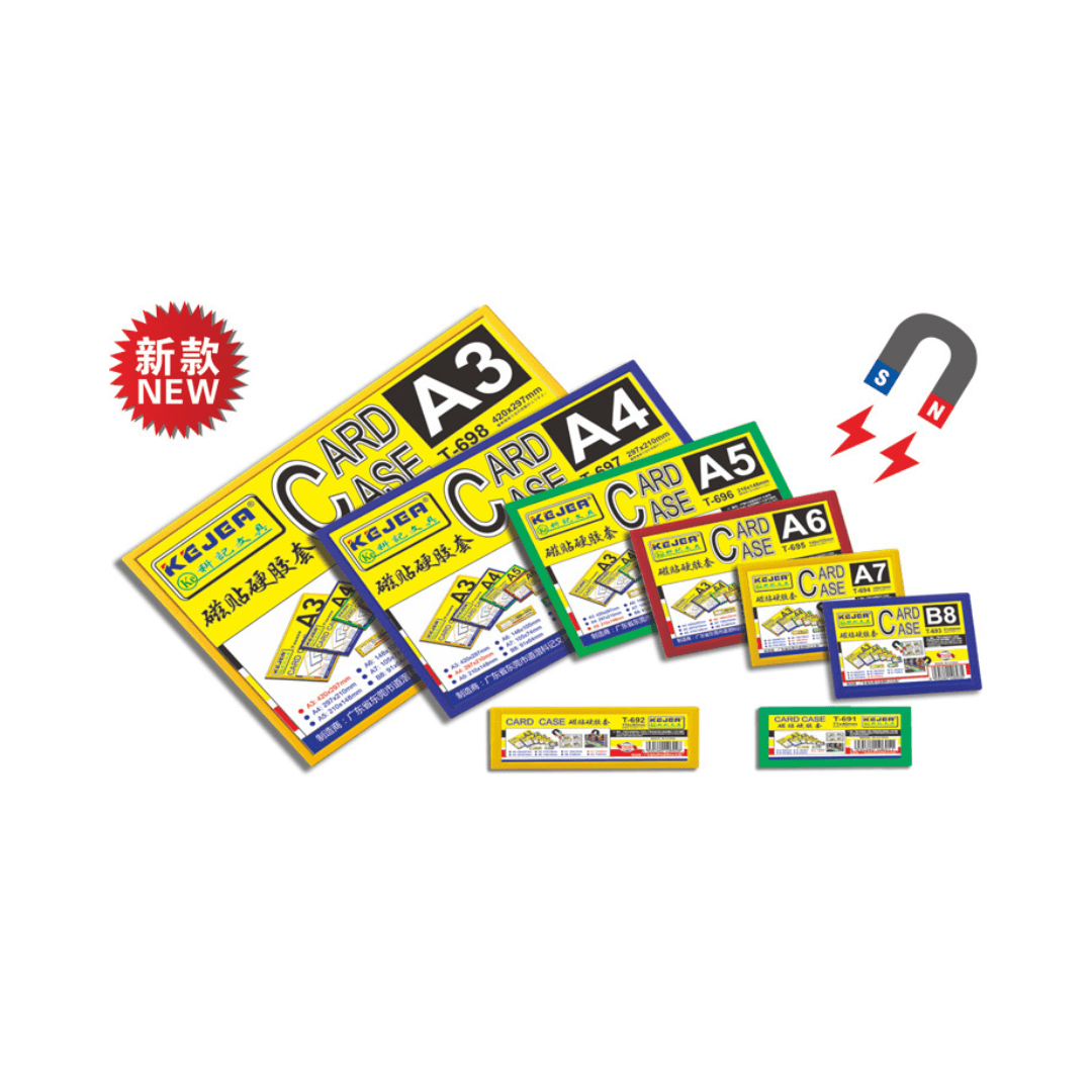 Buzunar magnetic A4, transparent, din ABS+PVC, KEJEA - margine rosie
