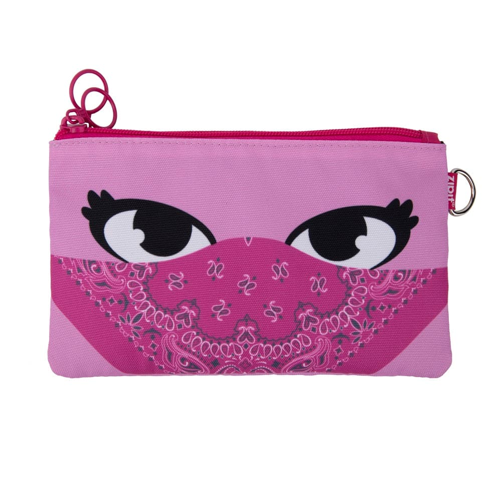 Penar dublu cu fermoar si masca material textil, ZIPIT Face-It Bandit - roz