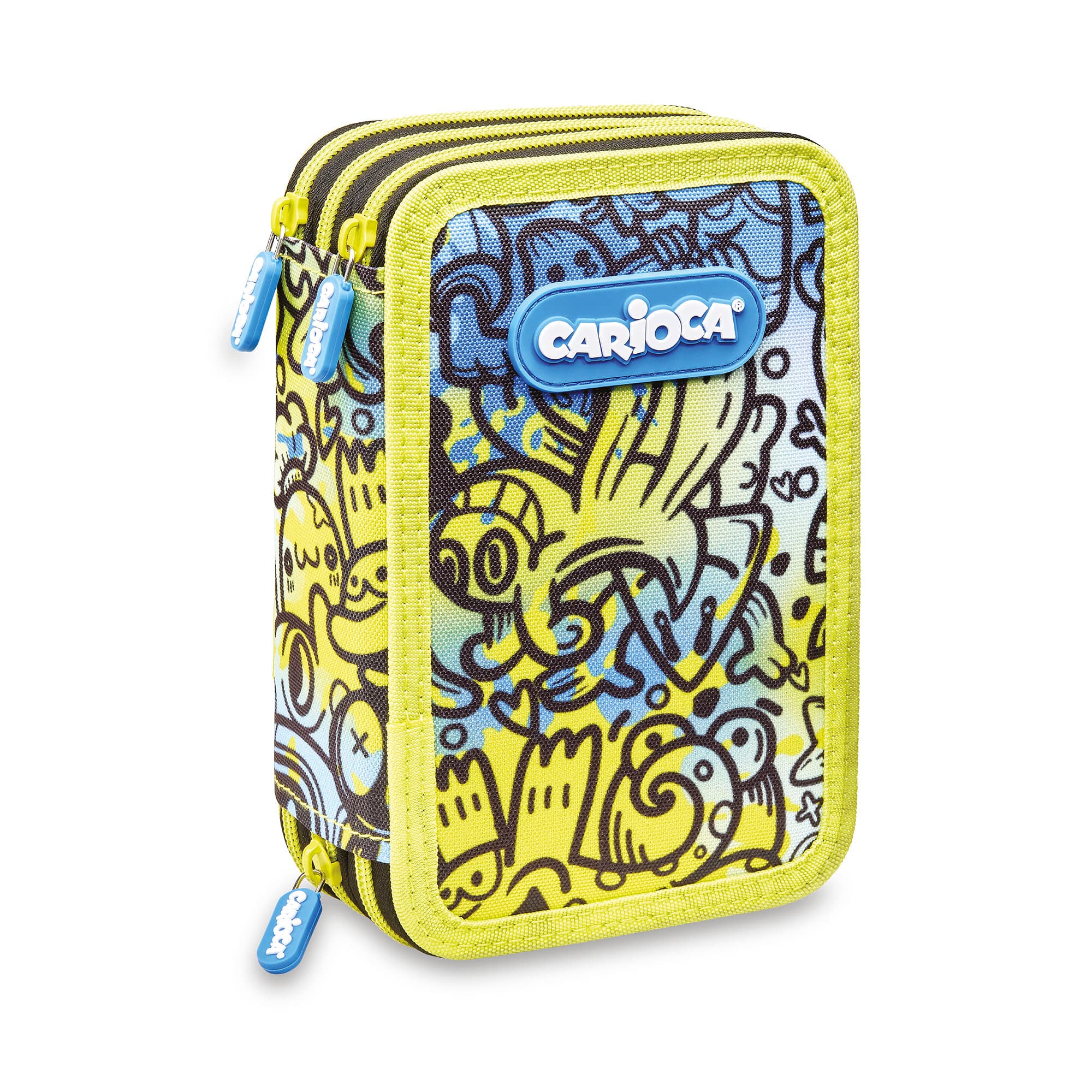Penar echipat cu 3 compartimente Carioca Comics, bleu-galben