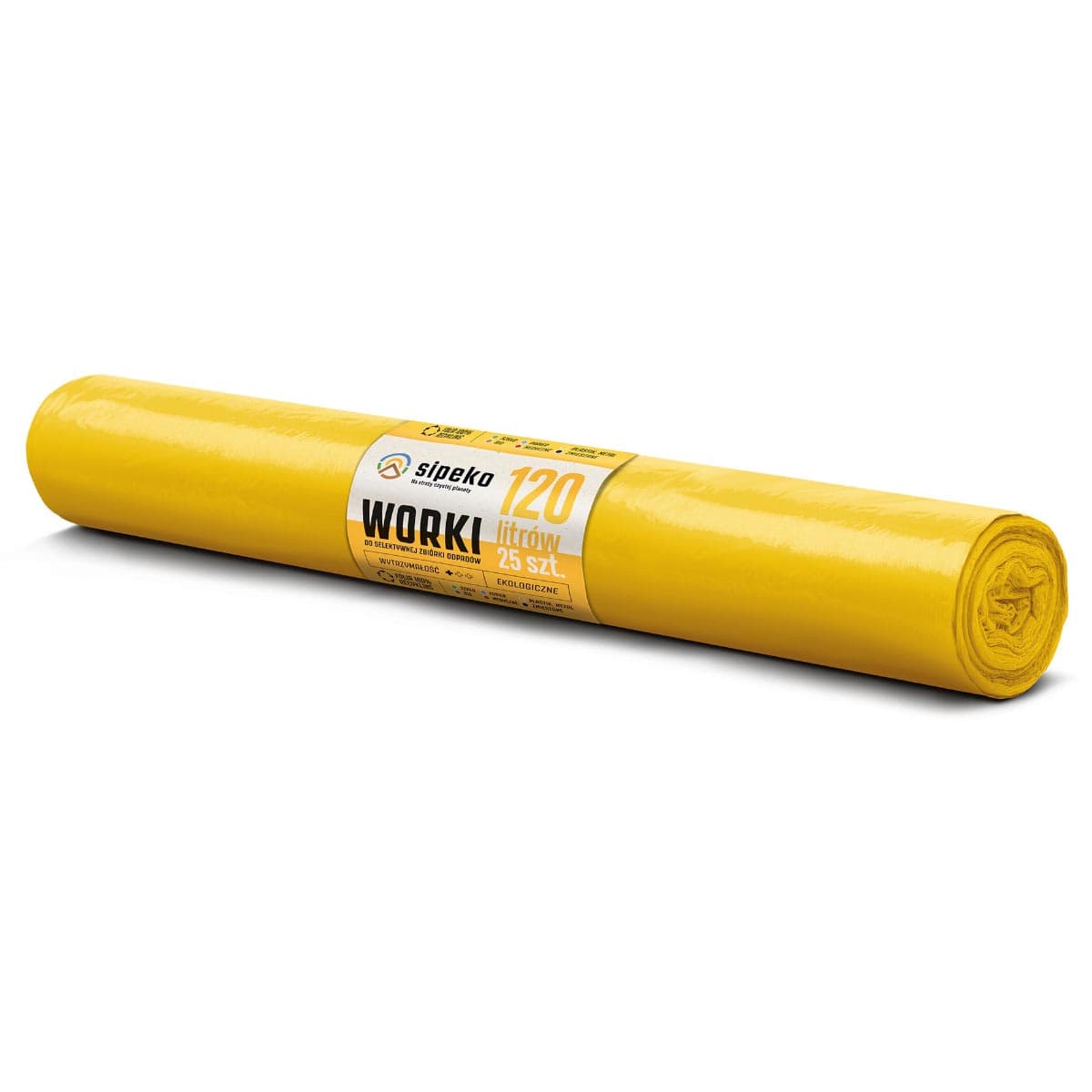 Saci menajeri extra rezistenti LDPE, 120L, 70 x 110cm, 24 microni, 25buc/rola, Sipeko - galbeni
