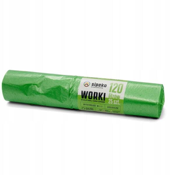 Saci menajeri extra rezistenti LDPE, 120L, 70 x 110cm, 24 microni, 25buc/rola, Sipeko - verzi