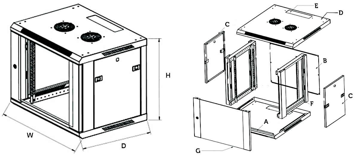 Cabinet Extralink 19" 9U / 450 mm / Negru