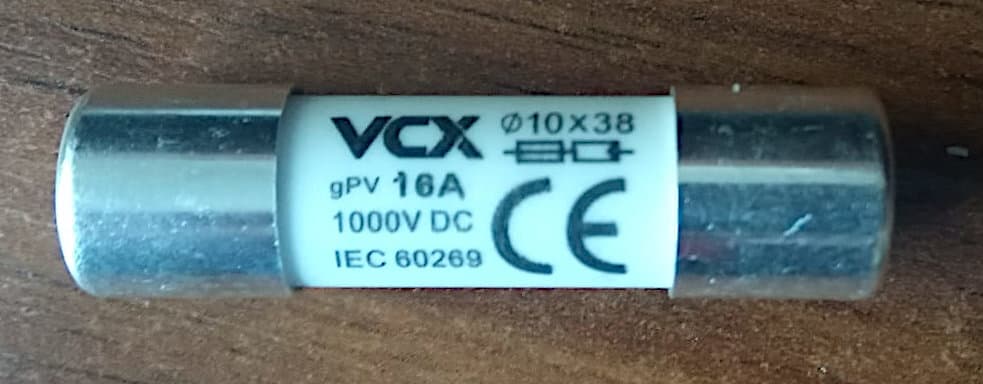 Siguranță fuzibilă DC VCX 16A/1000V