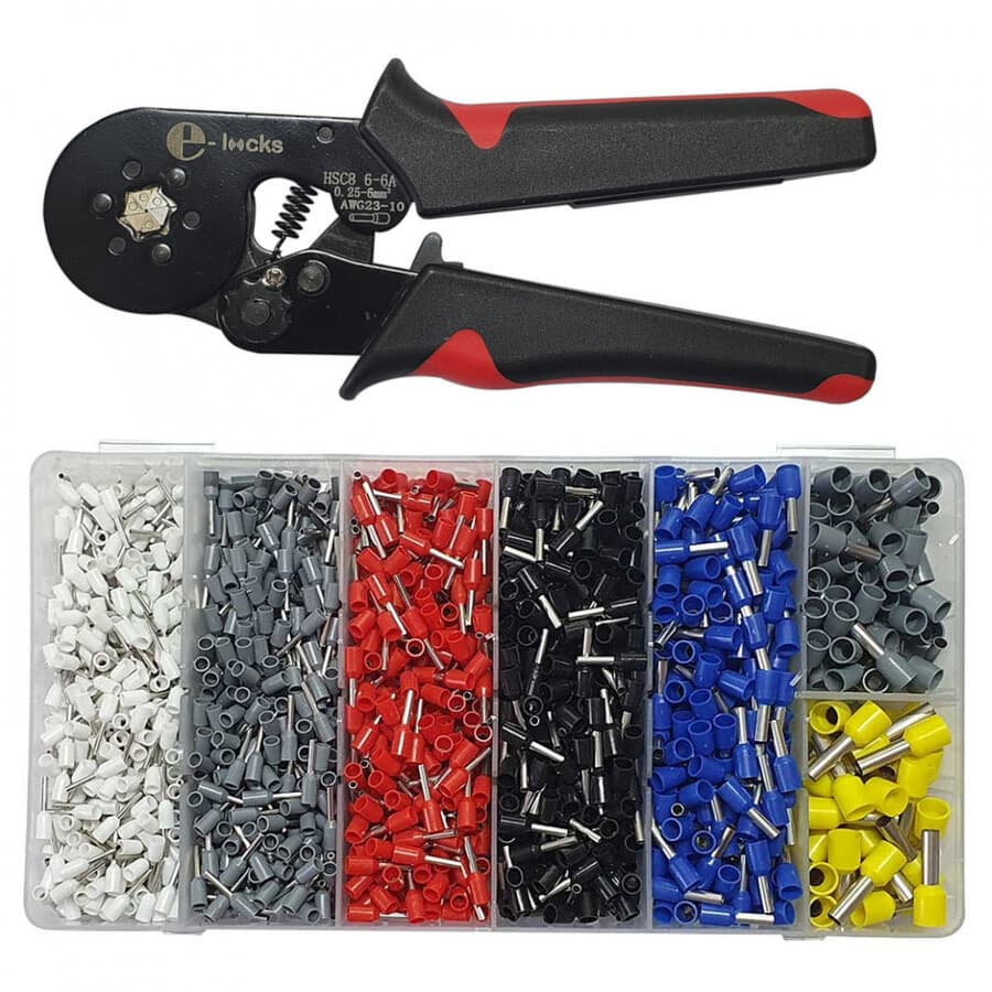 Set clește sertizare E-LOCKS HSC8 6-6A (6 fălci) + 1900 terminale