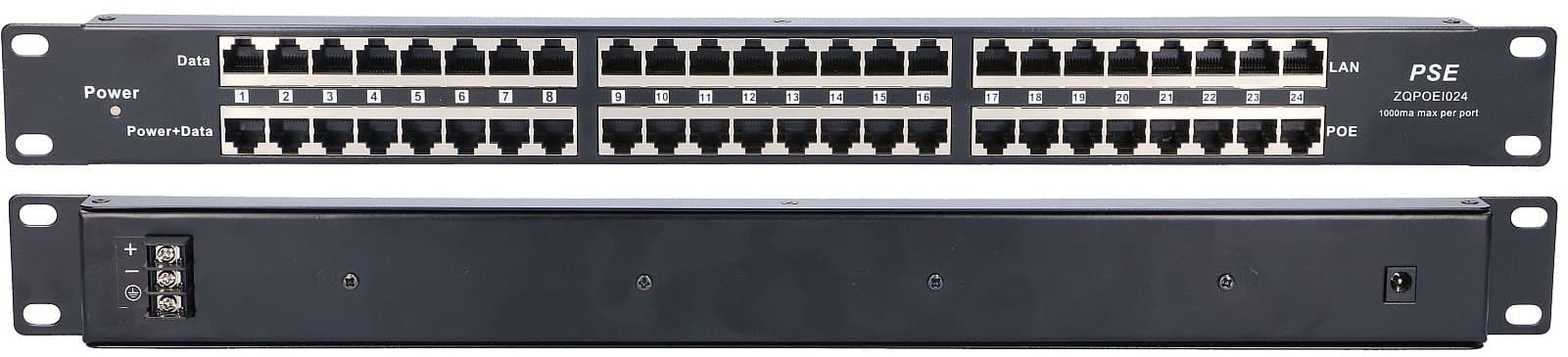 Panel PoE pasiv, 24 porturi (10/100)