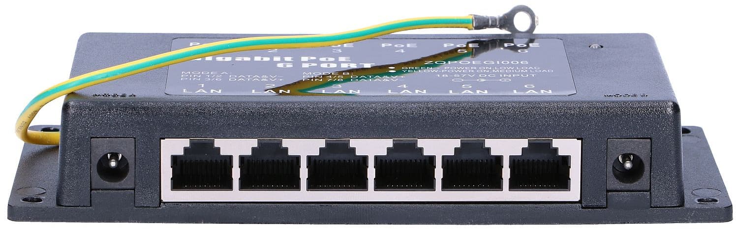 Panel PoE pasiv, 6 porturi gigabit